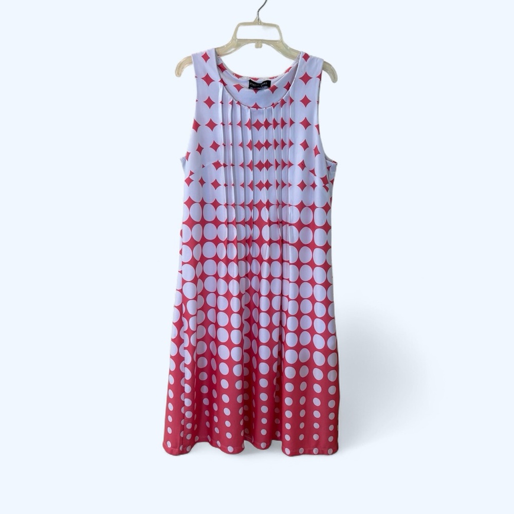 Perceptions Polka Dot Geometric Midi Dress